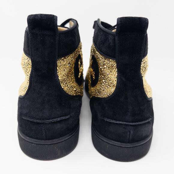 Christian Louboutin Louis Strass Gold & Black Crystal Sneakers Men’s EU 43 US 10 - Picture 8 of 9